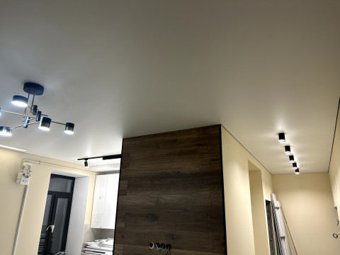 Дизайнерська натяжна стеля у вітальні зробить Ваш будинок іншим - респектабельно красивим!